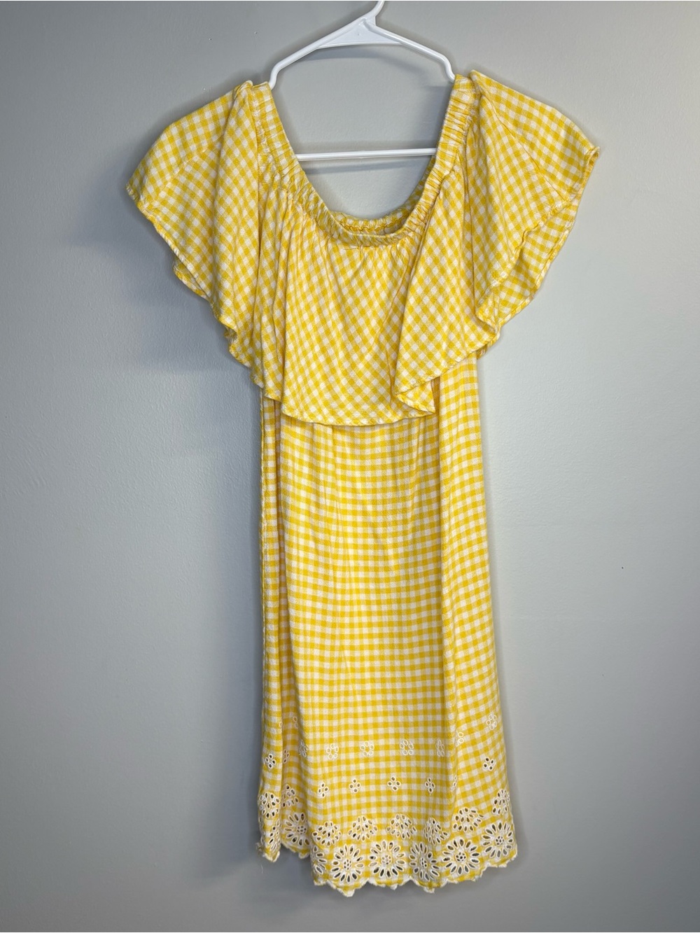 Yellow Gingham Ruffle Womens Dress